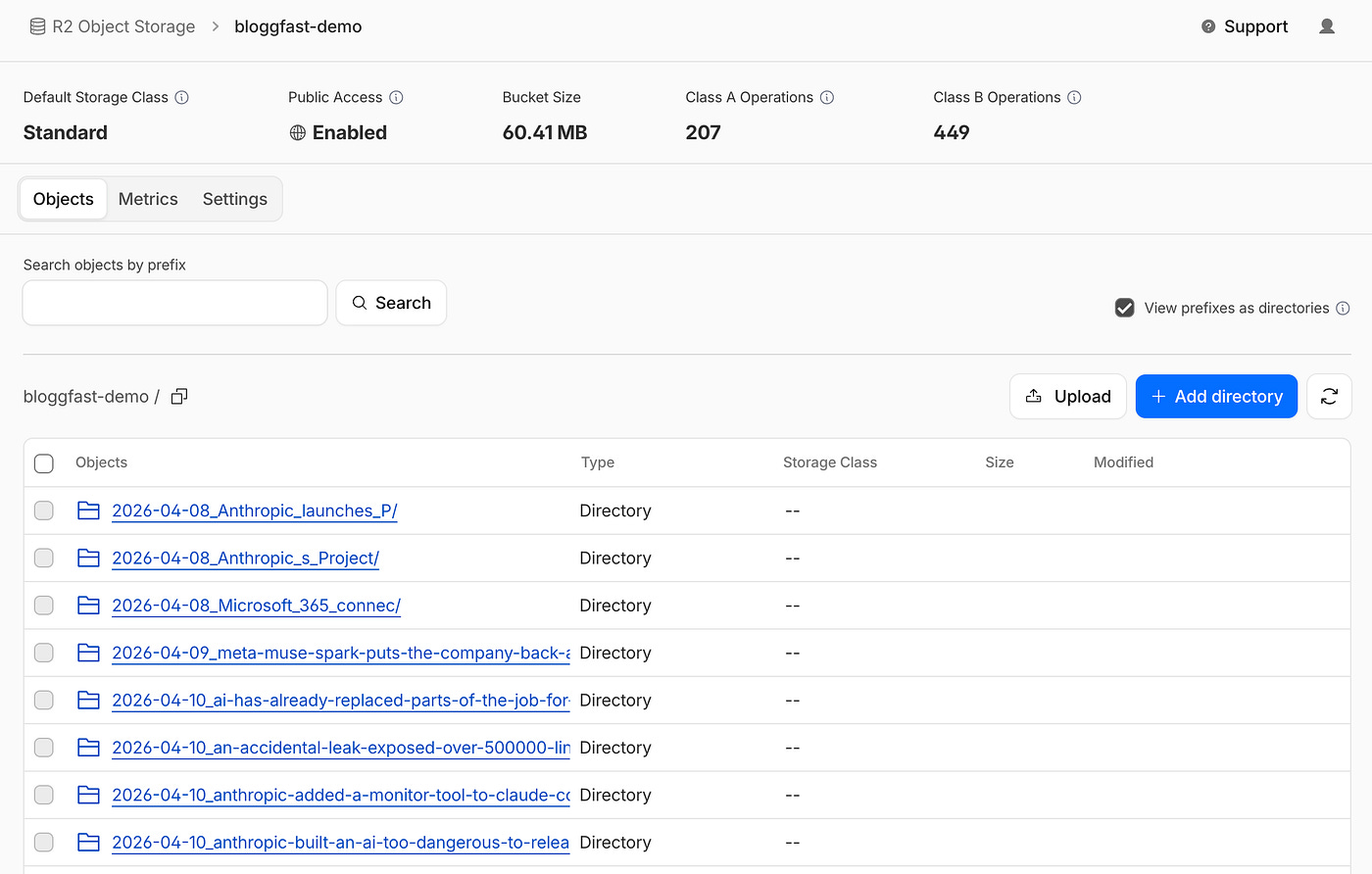 R2 bucket folder for BloggFast. Image by Jim Clyde Monge