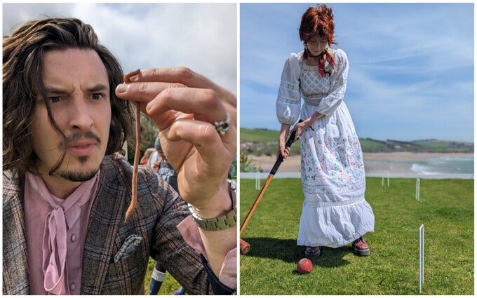 worm charming and croquet in Devon
