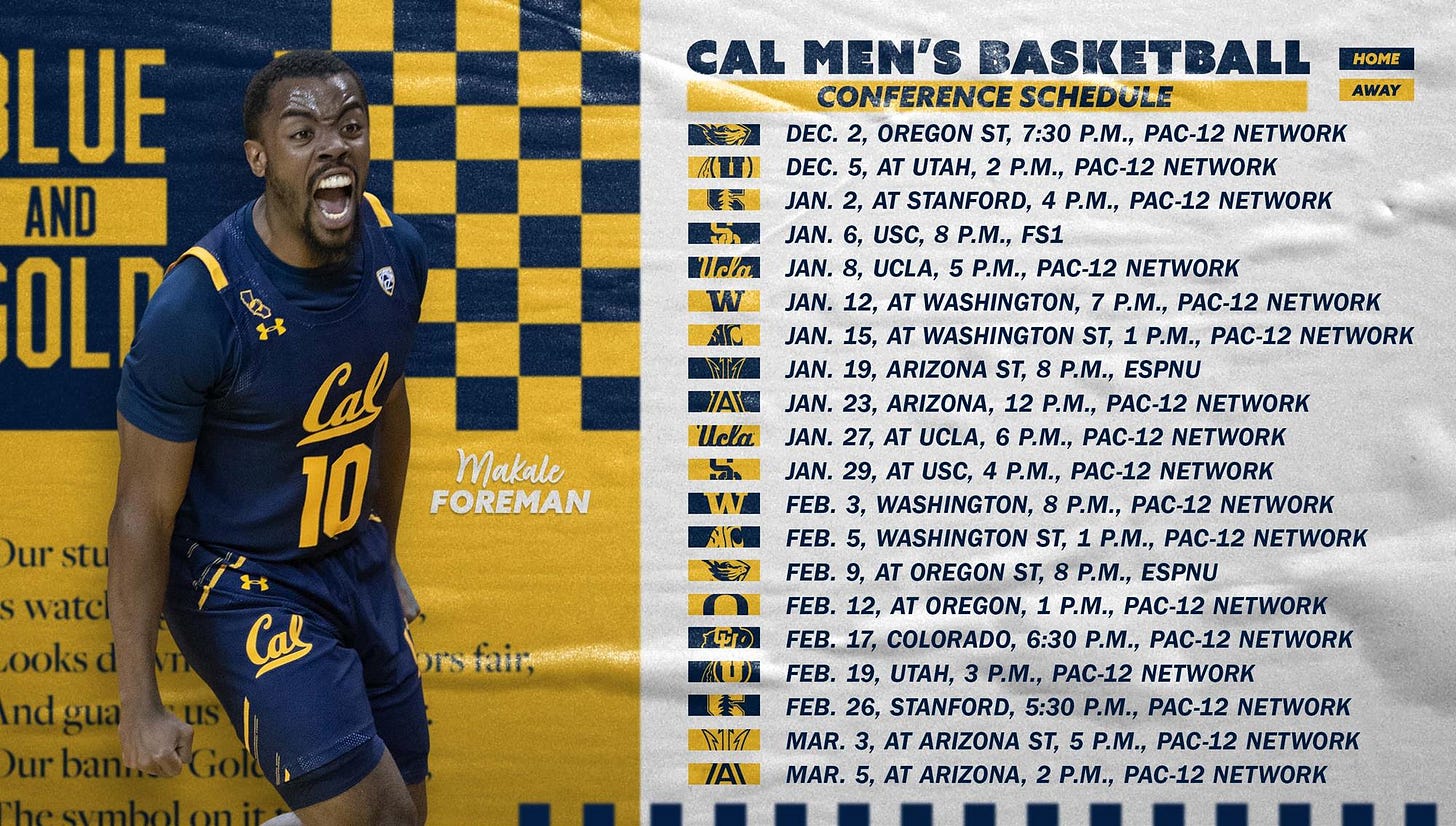 Cal’s 2021-22 Schedule Released