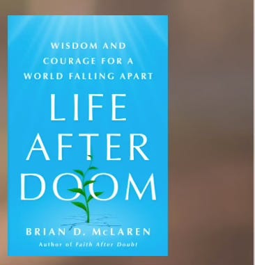 Left: photo of Brian McLaren; right: book cover.