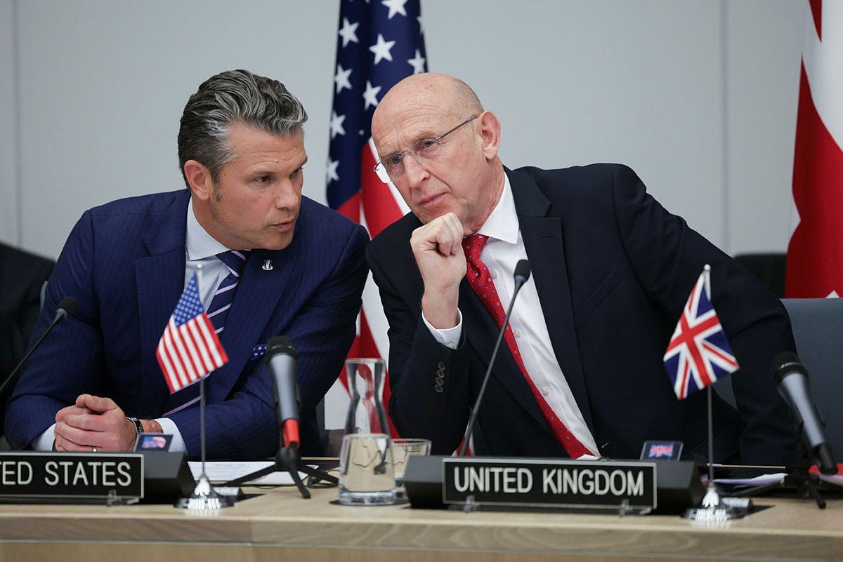 Pete Hegseth, United States Secretary of War, and the UK Secretary of State for Defence John Healey confer at the Ukraine Defence Contact Group (UDCG) at the NATO Defence Ministerial on 15 October 2025 Pete Hegseth, United States Secretary of War, and the UK Secretary of State for Defence John Healey confer at the Ukraine Defence Contact Group (UDCG) at the NATO Defence Ministerial on 15 October 2025