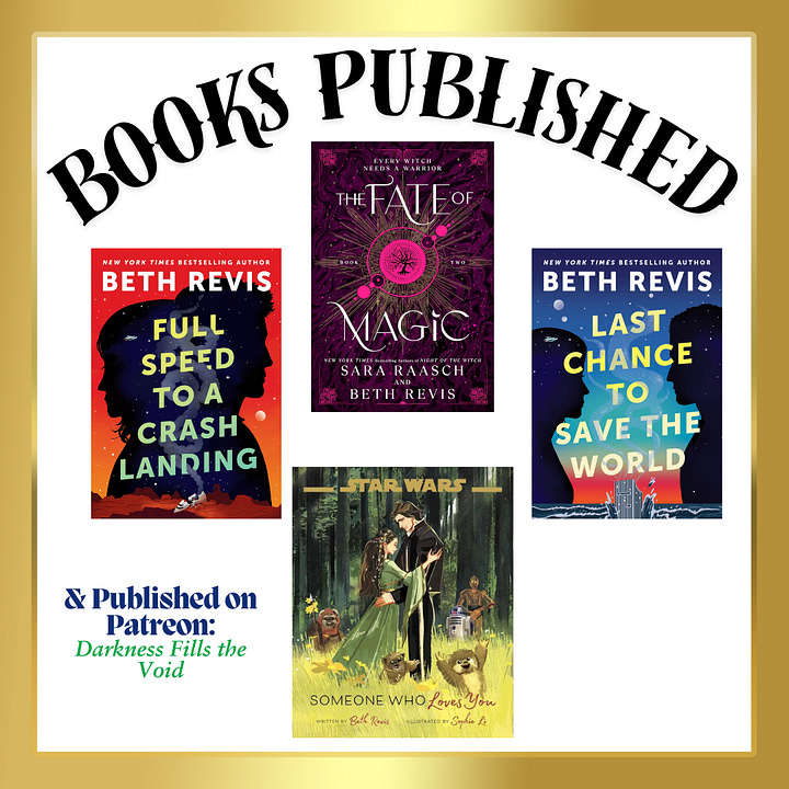 Books published, Career Highlights, Words Written, and Words Edited. For Books published: Full Speed, Fate of Magic, Last Chance, and Someone Who Loves you. Career Highlights: NYT list, book tours, starred reviews, breaking into new genres. Words written: 390,000. Words edited: 910,000