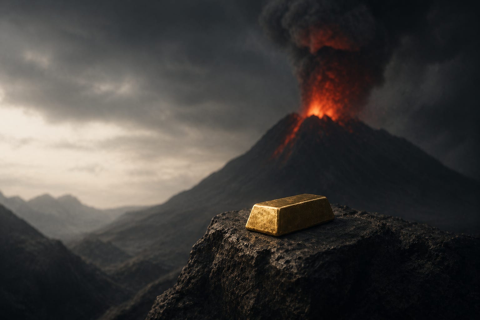 Volcano Gold Gold vs. An Erupting Financial Volcano - by CJC - GoldFix