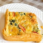 mediterranean sheetpan quiche with a flaky, buttery lupin crust