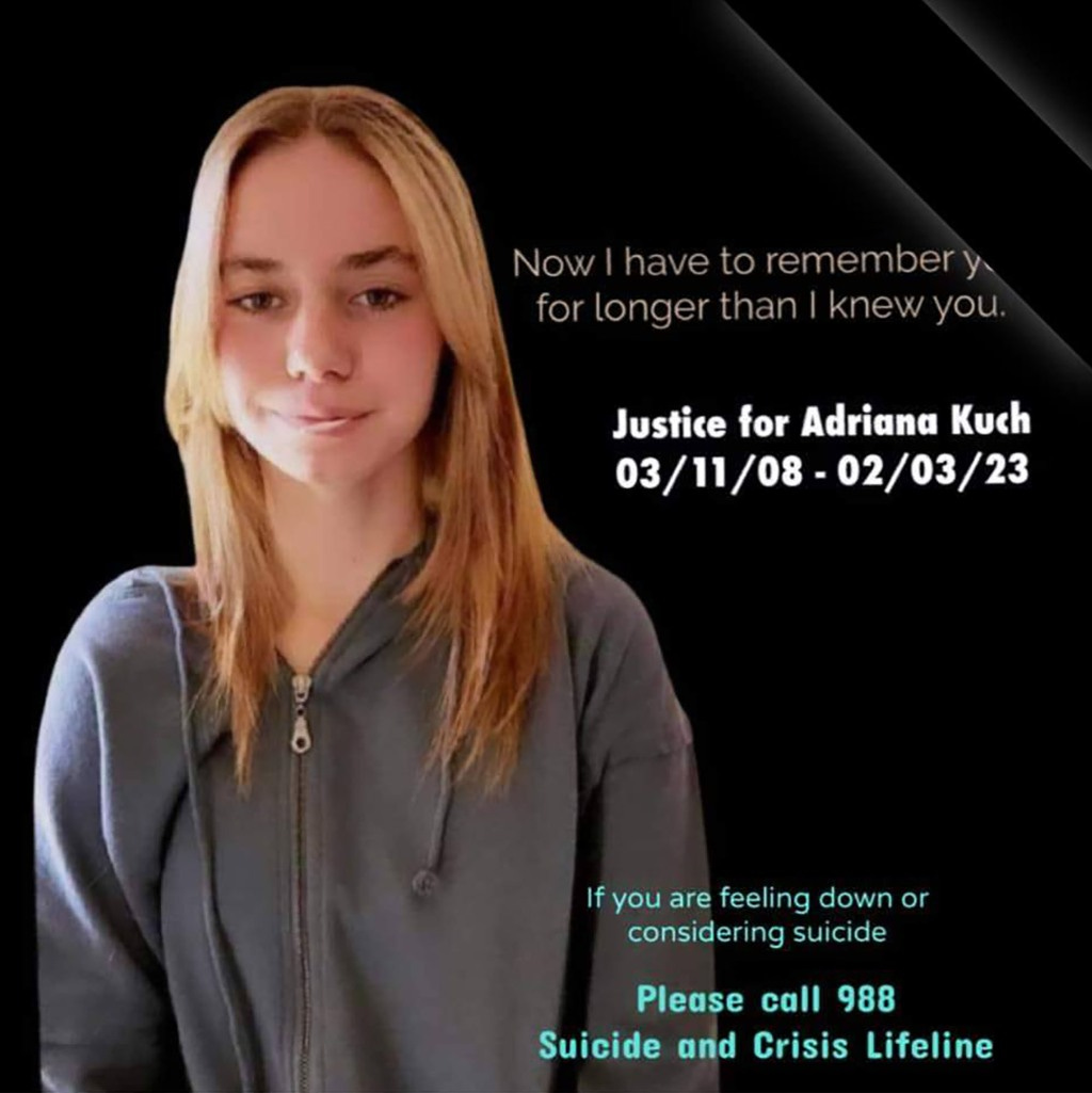 Adriana in photo calling for justice