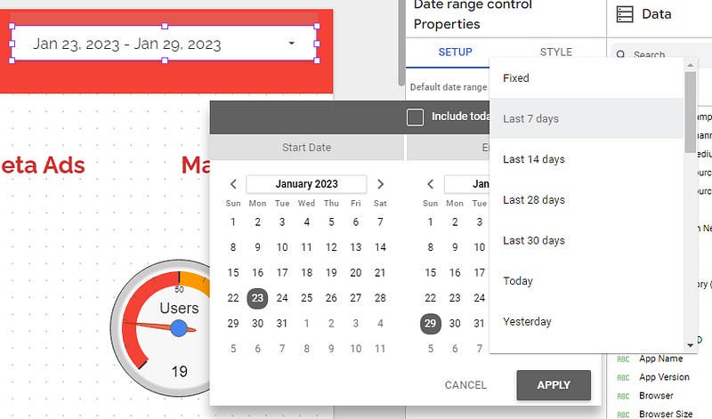 Looker Studio restrict date range control
