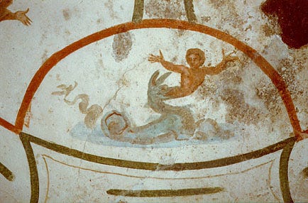 Images from the Vatican website of artwork preserved in the catacombs from the early centuries of Christianity.