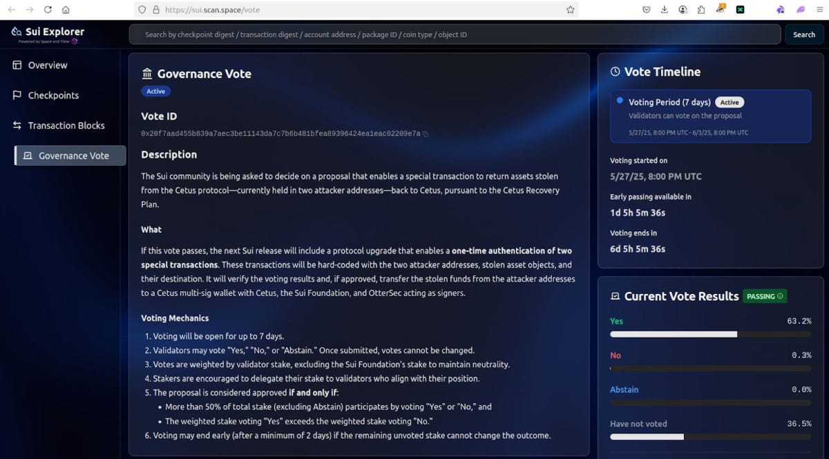 Governance Vote | Source: Sui Explorer