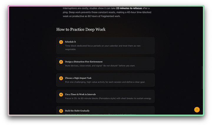 Screenshots of Claude Code's design of a blog post