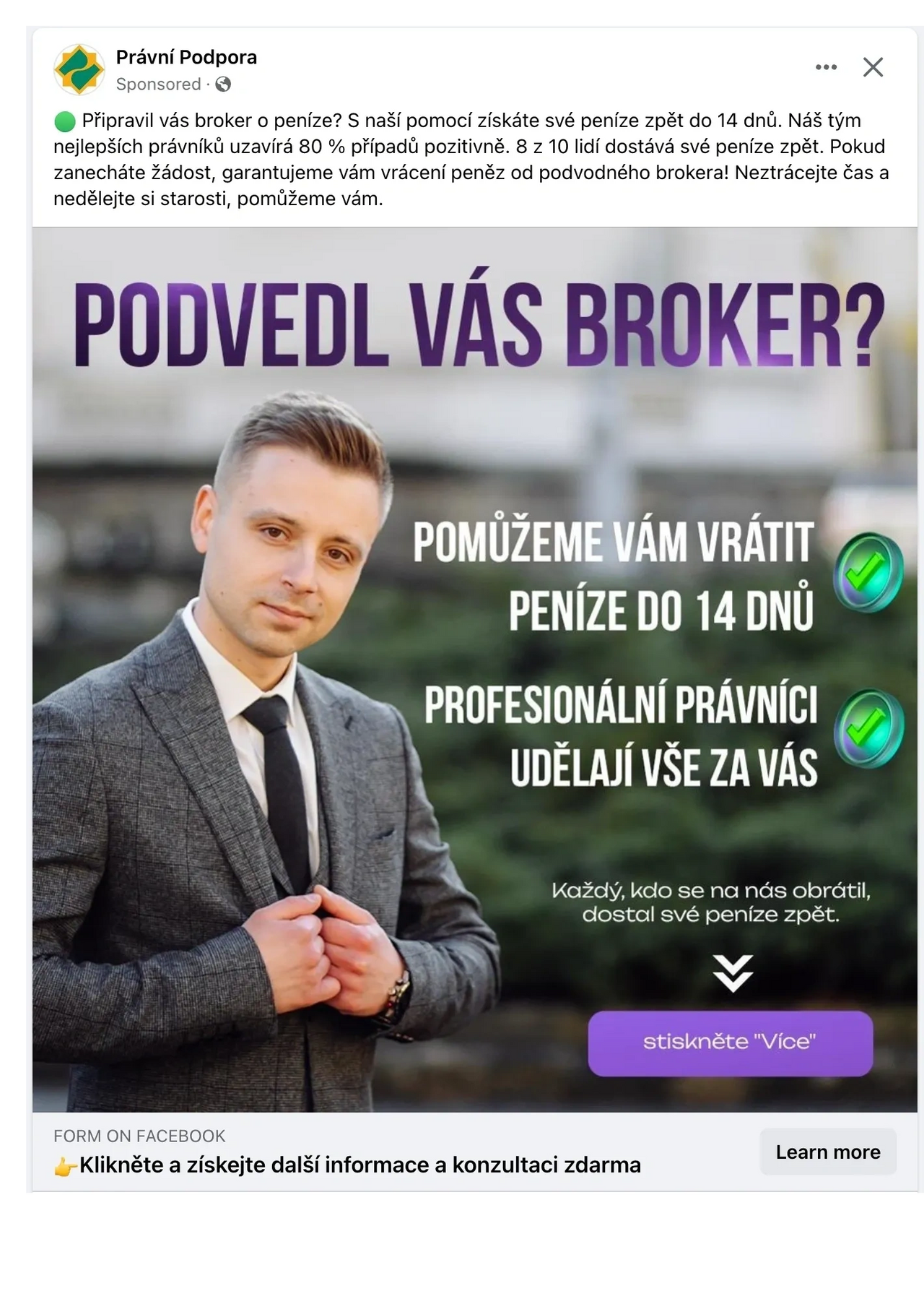 Příklad podvodné reklamy