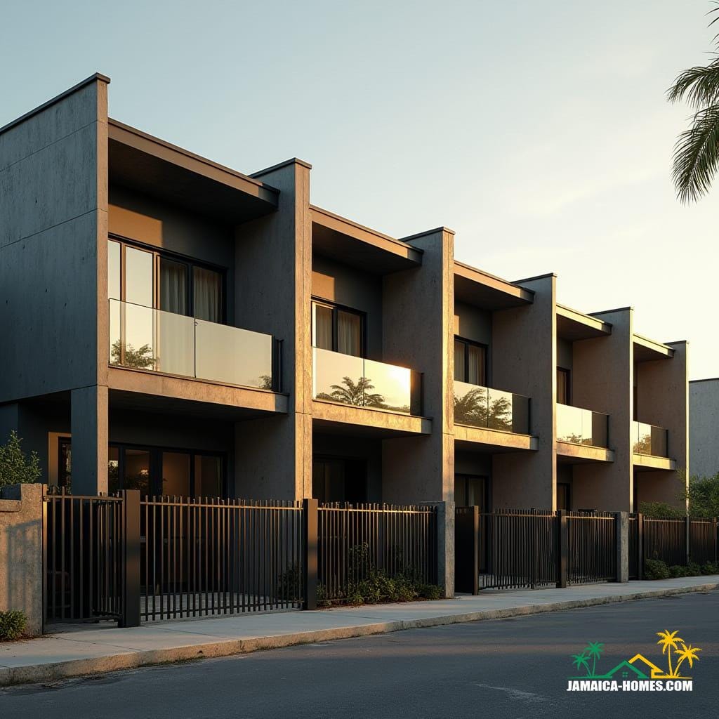 Compact Two-Story Black Glass Townhomes