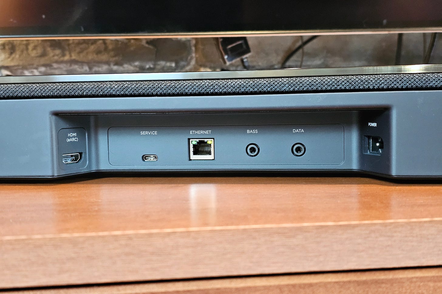 Rear view of the Bose Lifestyle Ultra Soundbar's ports.