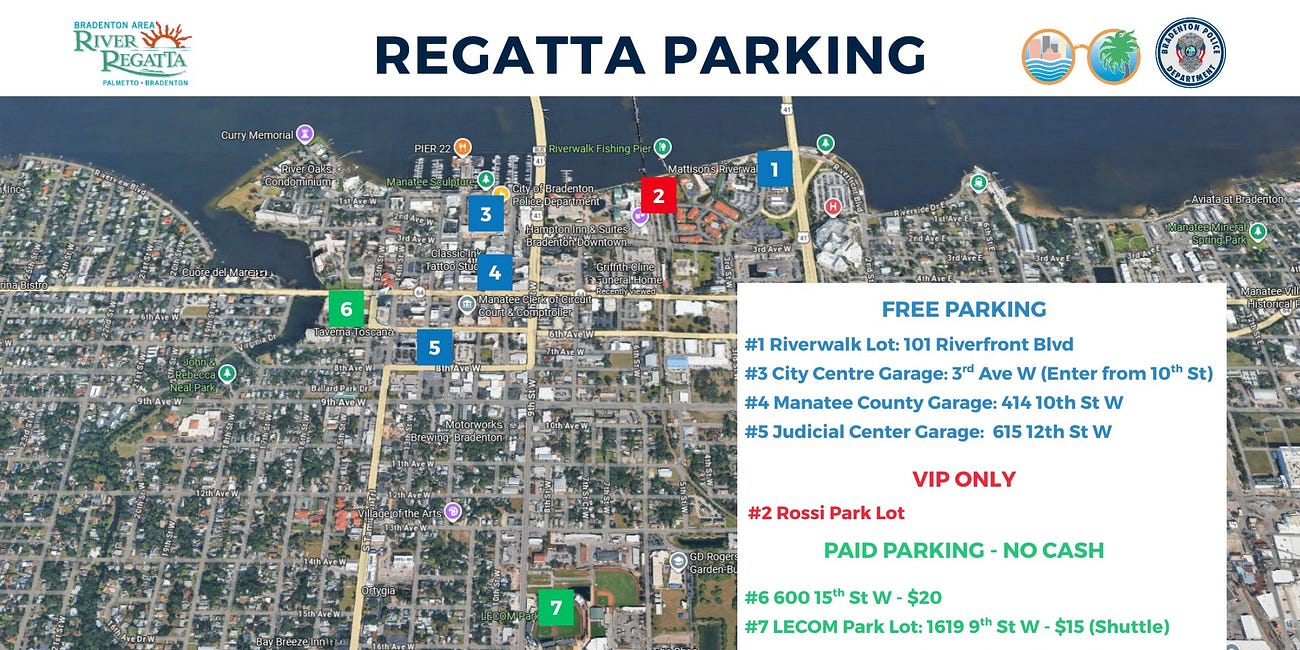 Paid Parking Options Announced for Bradenton Area River Regatta Weekend