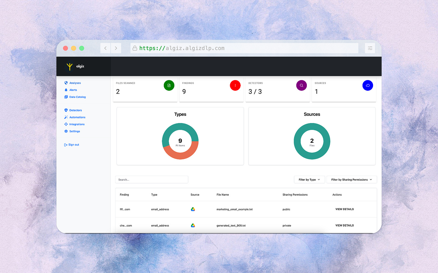 A screenshot showcasing the new look of data catalog in Algiz