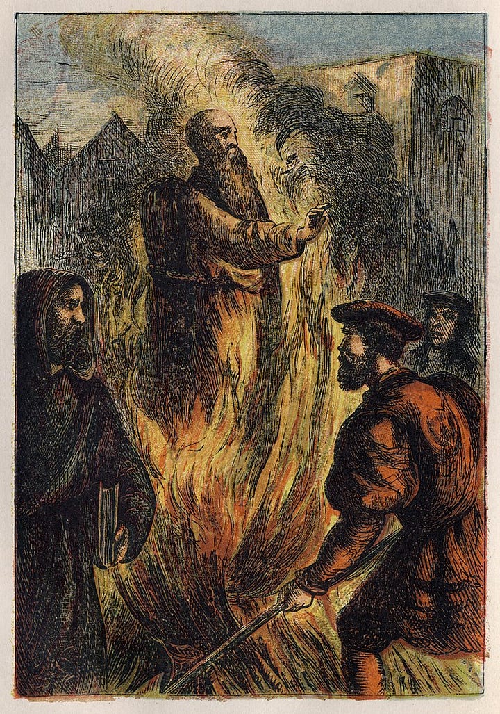 Archbishop Cranmer, drawing of execution. Mary I of England
