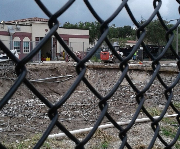 Demolition of Lake Worth High swimming pool last month. (DUSTIN BOLLING / FACEBOOK) Demolition of Lake Worth High swimming pool last month. (DUSTIN BOLLING / FACEBOOK)