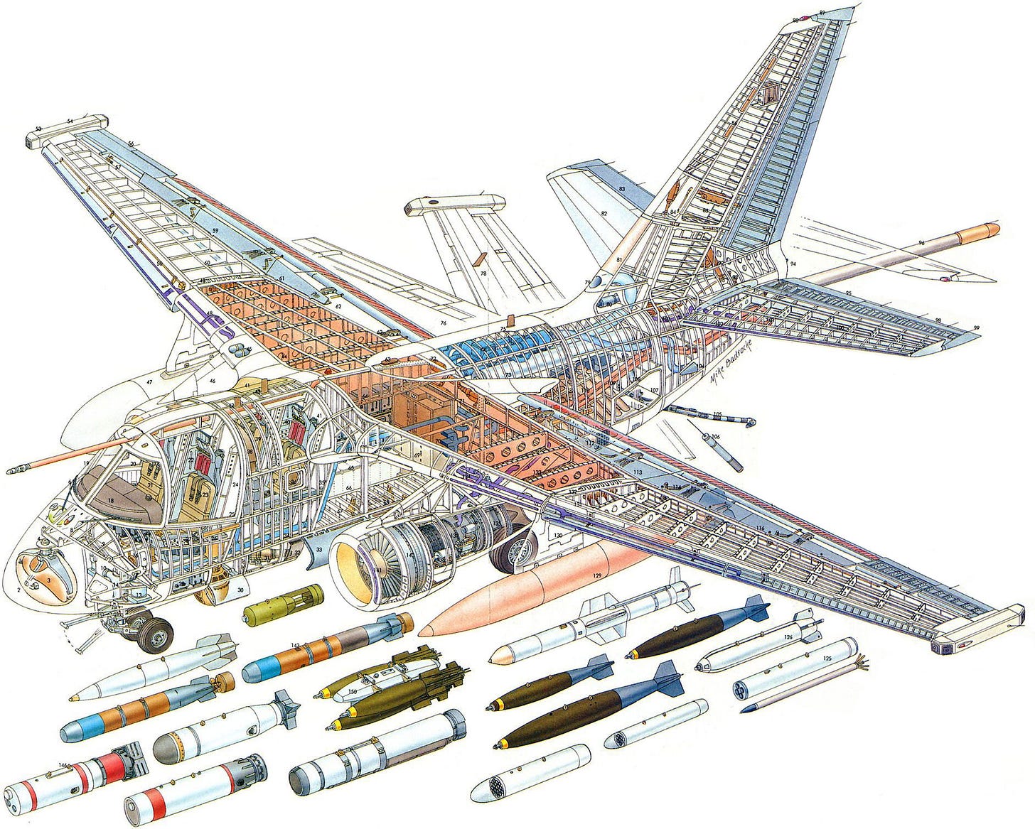 Lockheed S-3 Viking Cutaway Drawing in High quality