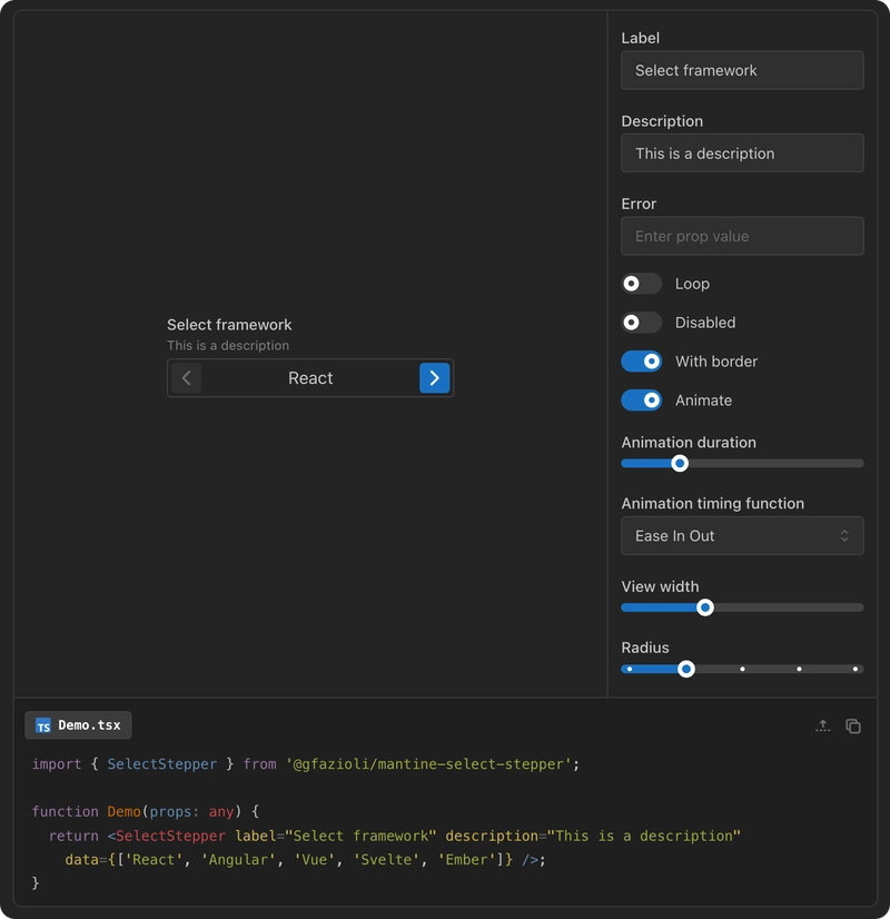 Mantine Select Stepper Mantine Select Stepper