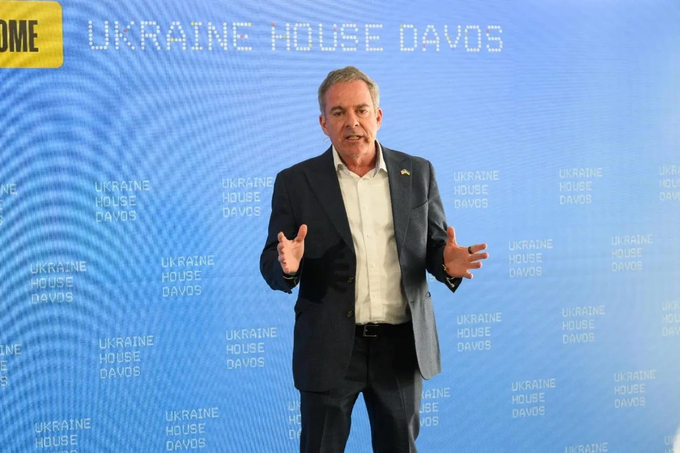Steven Moore speaking at Ukraine House Davos.