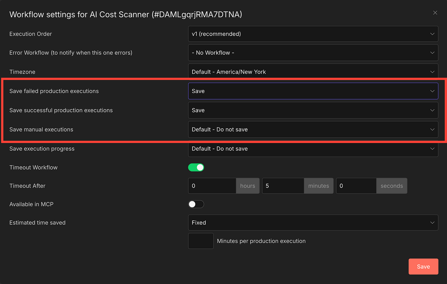 Edit n8n settings to change workflow executions