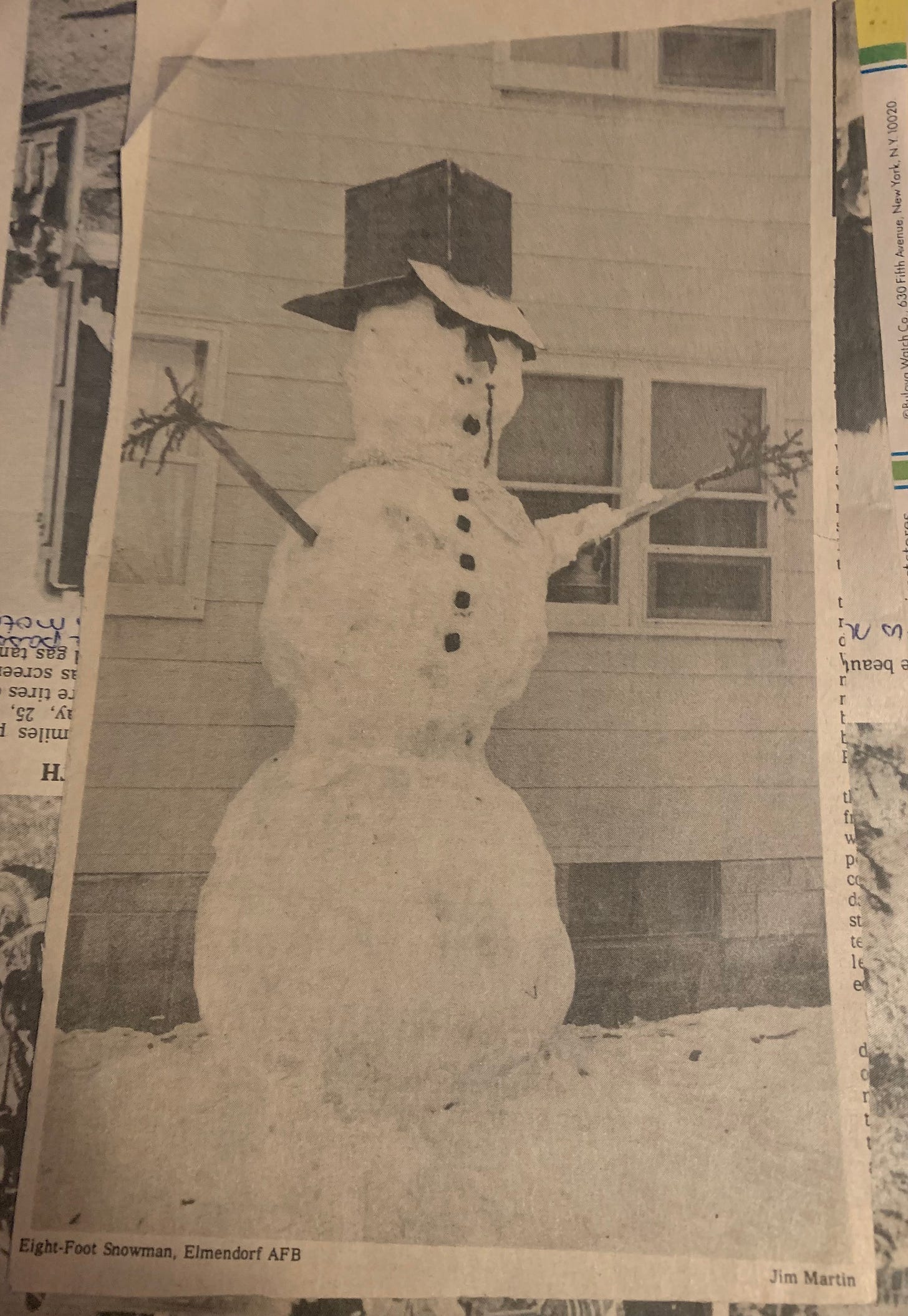 A snowman in Anchorage, Alaska.
