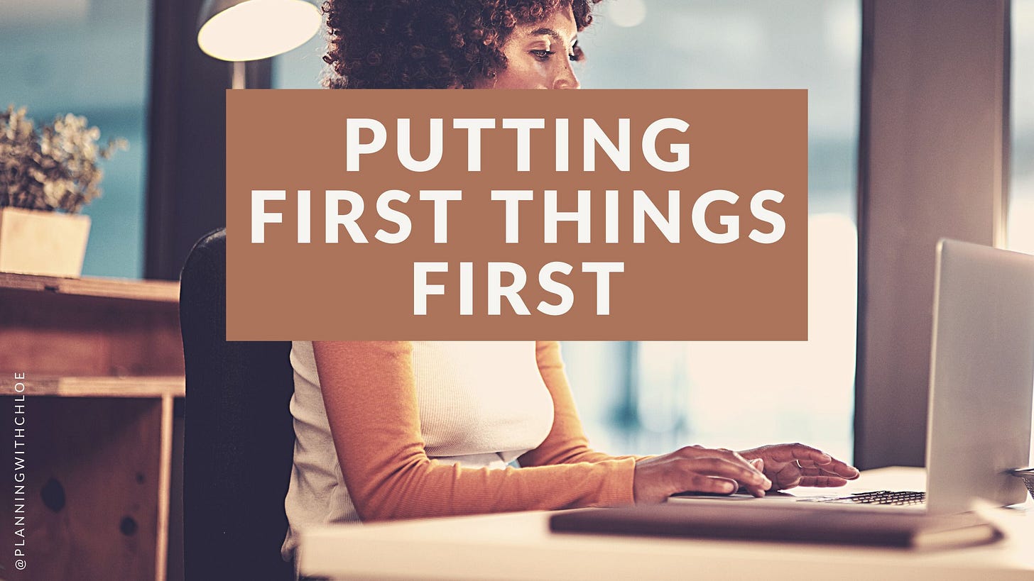 Putting first things first - lady working at laptop