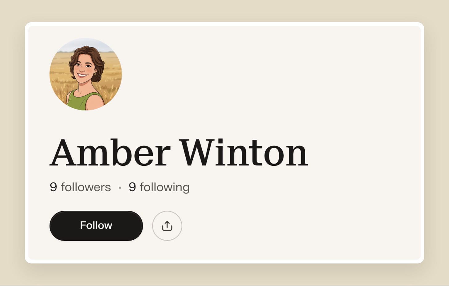 A learner's portfolio with the Follow button and their follower count