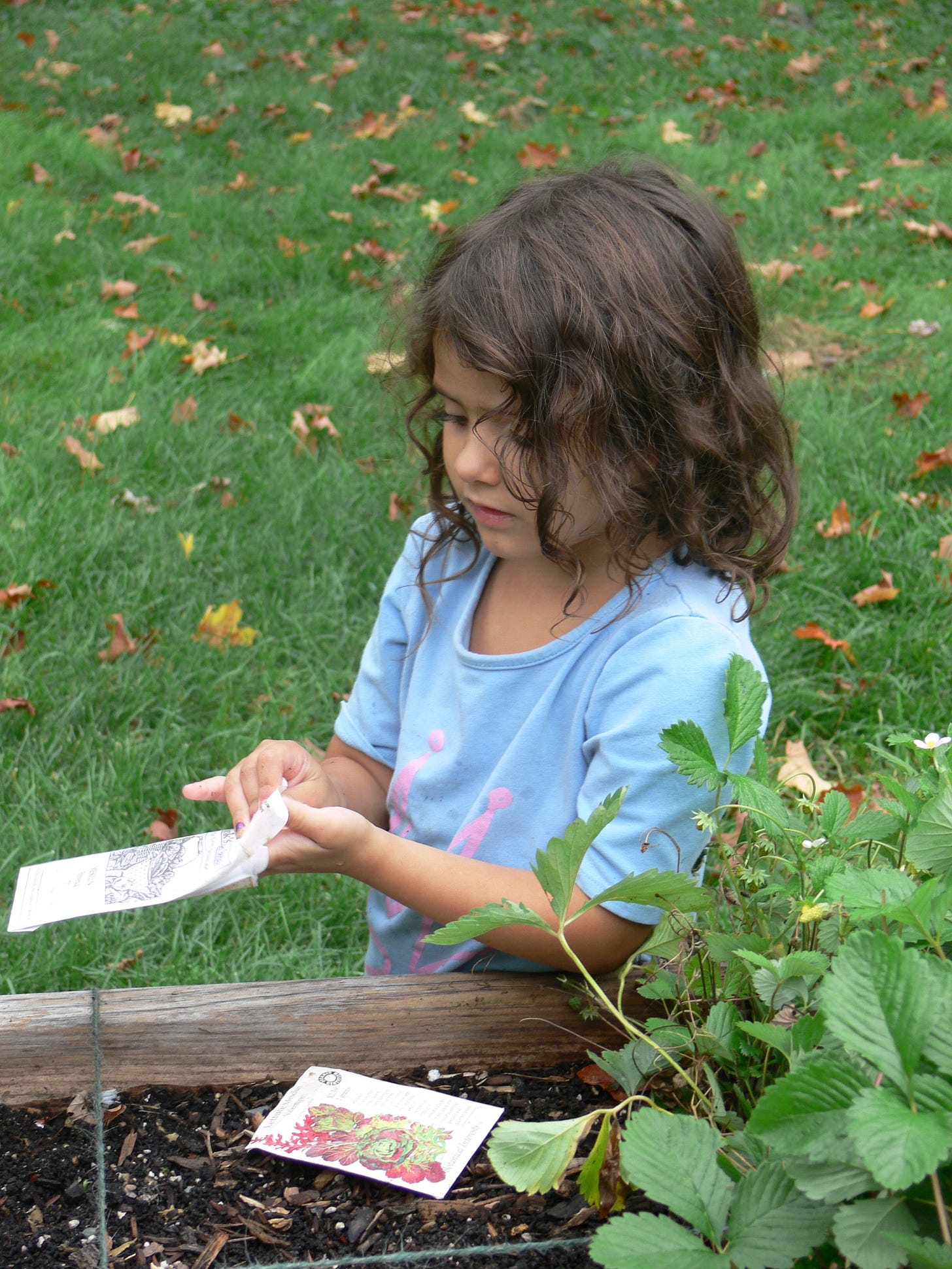 a young girl planting seeds