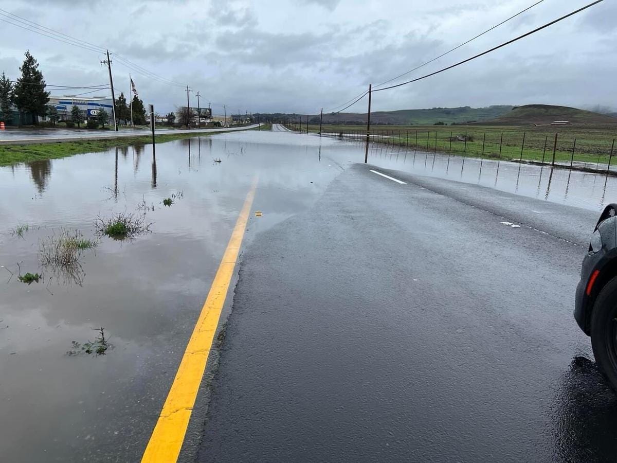 Flooding on Highway 29 at Napa Junction