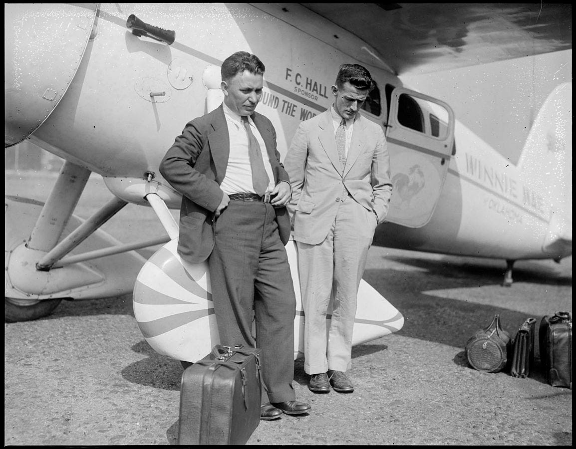 Post and Gatty are pictured with Winnie Mae.