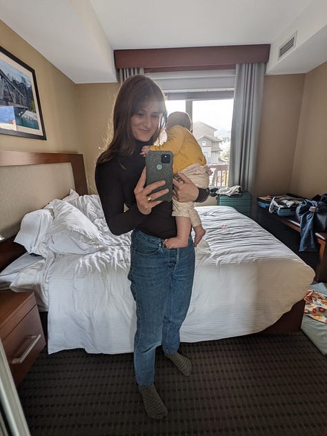 Mirror selfies with different outfit combinations