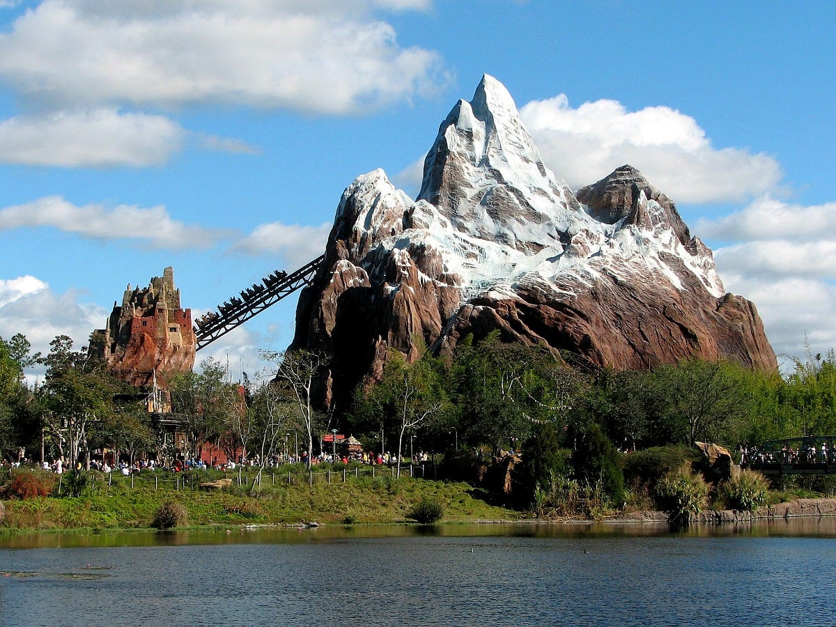 Expedition Everest rises over the water at Disney's Animal Kingdom. Image: Benjamin D. Esham via Wikimedia Commons Expedition Everest rises over the water at Disney's Animal Kingdom. Image: Benjamin D. Esham via Wikimedia Commons