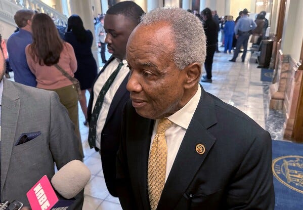 Democratic U.S. Rep. David Scott speaks to reporters, March 4, 2024, at the Georgia Capitol in Atlanta. (AP Photo/Jeff Amy, File) Democratic U.S. Rep. David Scott speaks to reporters, March 4, 2024, at the Georgia Capitol in Atlanta. (AP Photo/Jeff Amy, File)