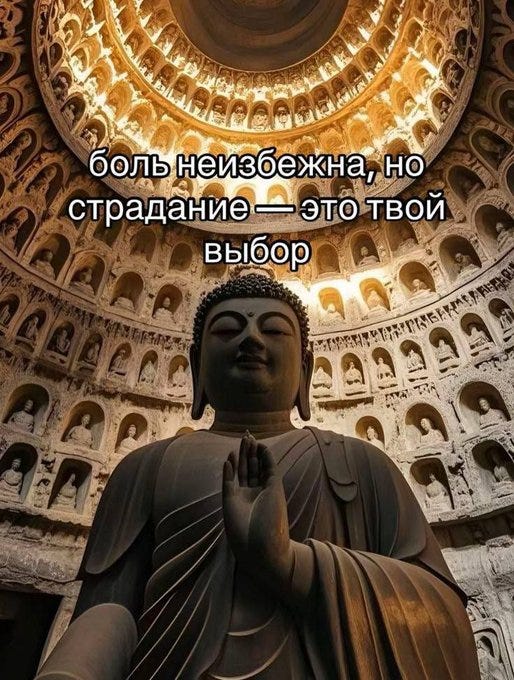 A large Buddha statue in a meditative pose with hands raised, set within a circular, intricately carved temple interior featuring multiple arched niches and a glowing, ornate ceiling.