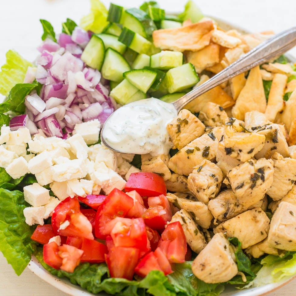 Chicken Gyro Salad with Tzatziki Sauce