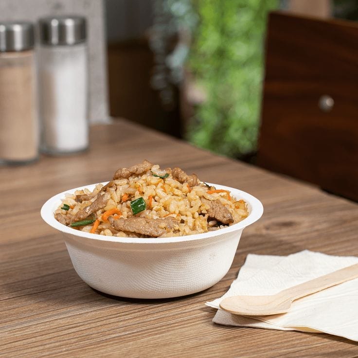 Eco-friendly compostable disposable bowls made from paper pulp bagasse, bulk wholesale by Bioleader®