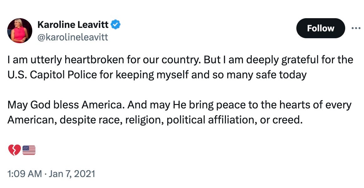 “I am utterly heartbroken for our country. But I am deeply grateful for the U.S. Capitol Police for keeping myself and so many safe today May God bless America. And may He bring peace to the hearts of every American, despite race, religion, political affiliation or creed.” “I am utterly heartbroken for our country. But I am deeply grateful for the U.S. Capitol Police for keeping myself and so many safe today May God bless America. And may He bring peace to the hearts of every American, despite race, religion, political affiliation or creed.”