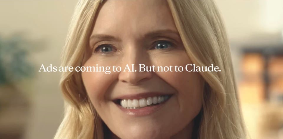"Ads are coming to AI. But not to Claude."