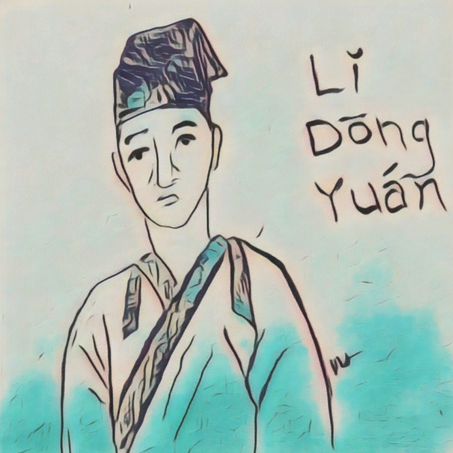 Colored doodle of Li Dongyuan.
