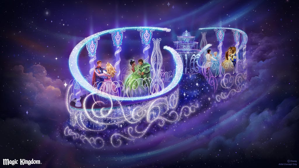 Concept art for “Disney Starlight: Dream the Night Away," Magic Kingdom Park Concept art for “Disney Starlight: Dream the Night Away," Magic Kingdom Park