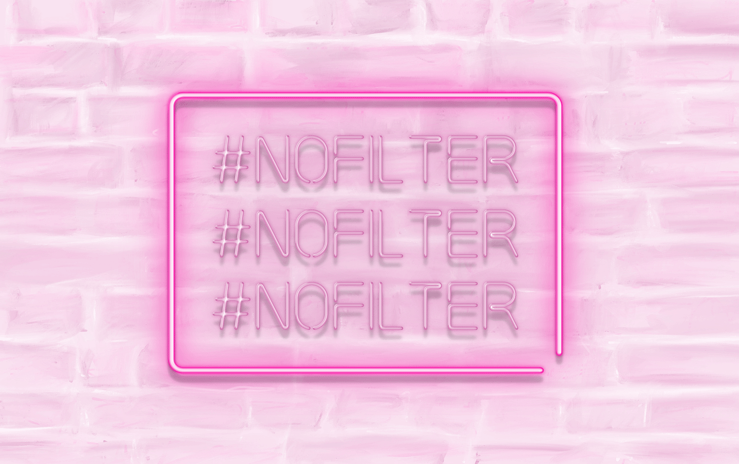 gif de um letreiro luminoso escrito 'no filter', piscando três vezes em sequencia