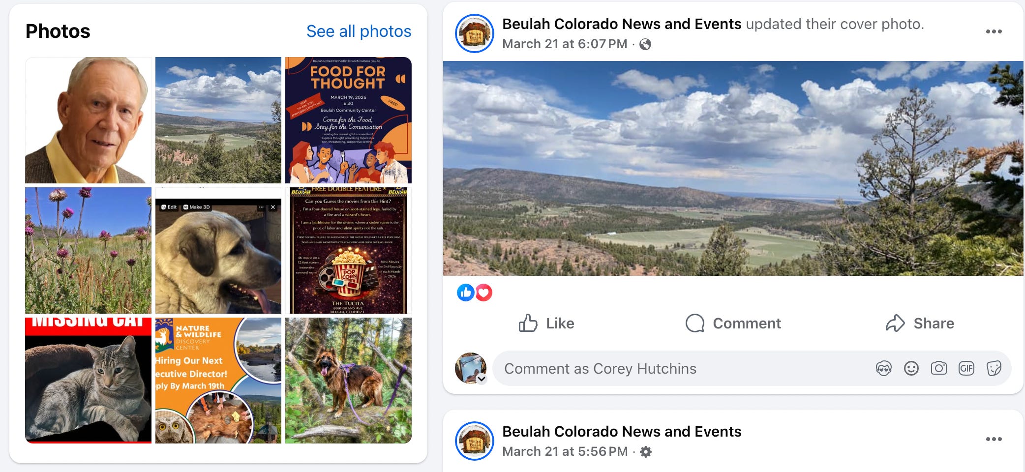 A Colorado town's 'News and Events' Facebook page has 4k followers. 700  people live there.