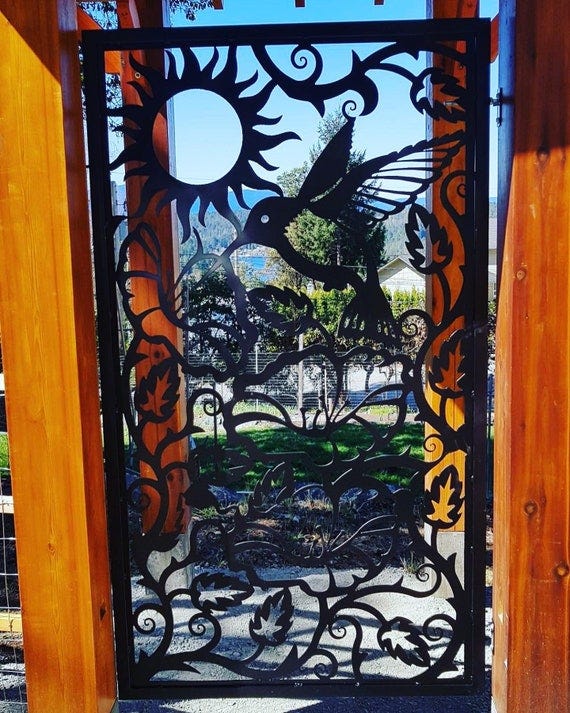 Hummingbird Garden Entry Metal Gate: Steel Pedestrian Gate - Etsy