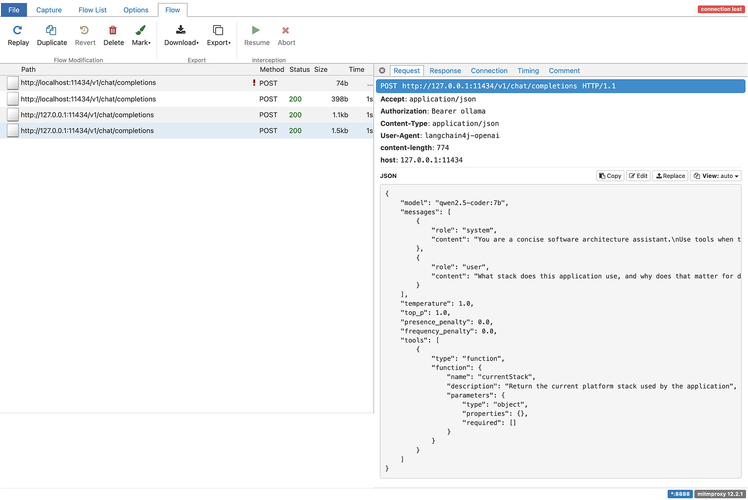 Mitmproxy Screenshot