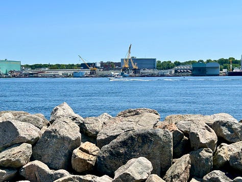 rocks, water, sky, grass, fort, building
