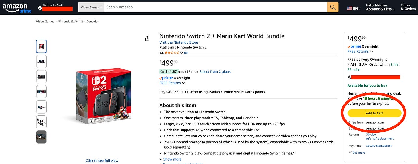 Nintendo Switch 2 restock: Amazon invites sent to US customers