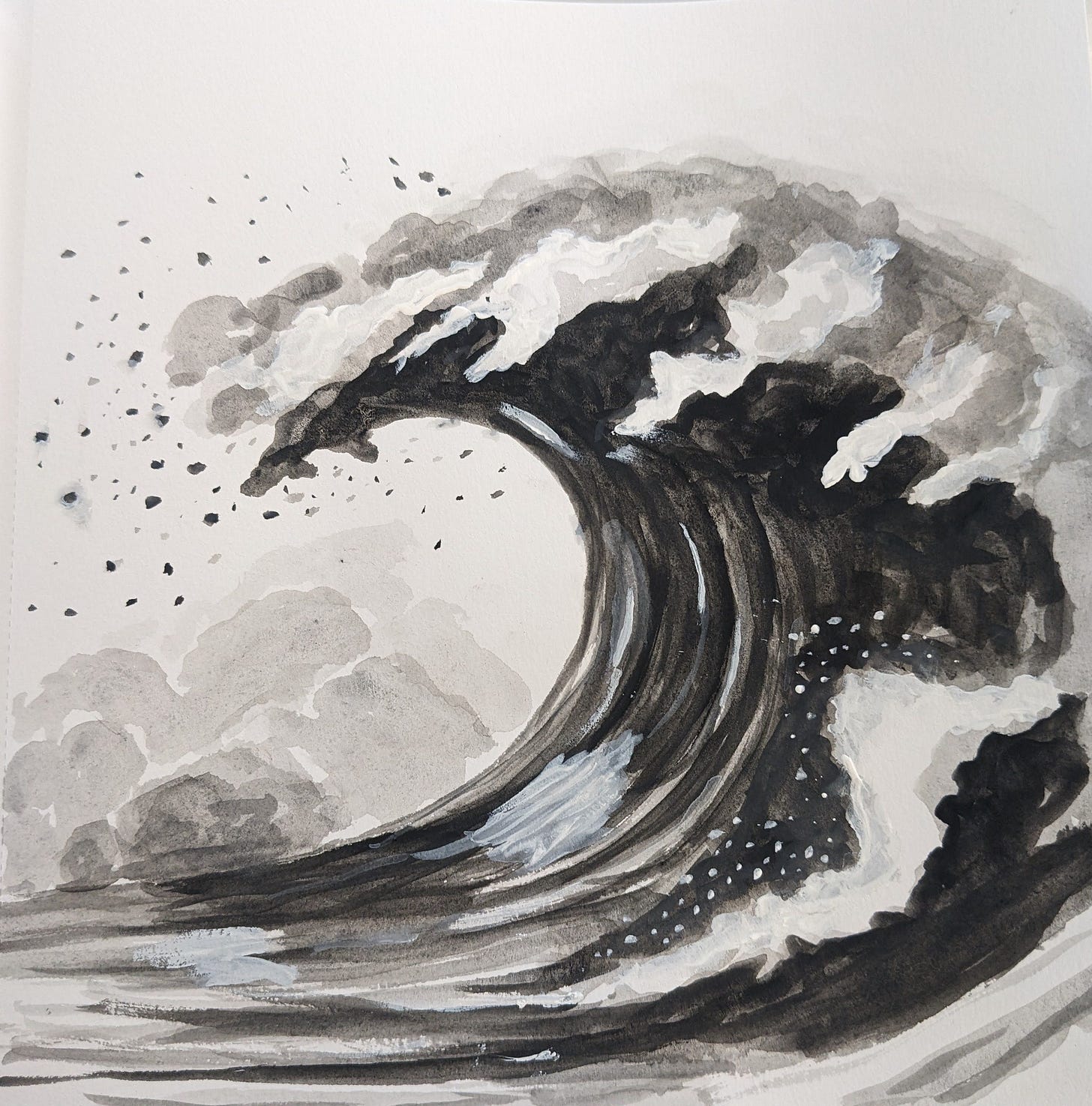A black and white wave