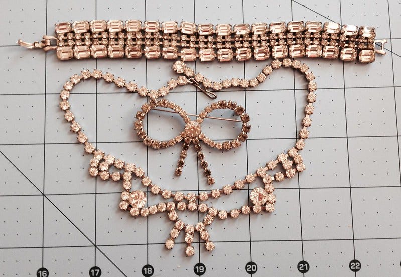 Vintage Diamante Necklace, Bracelet and Brooch Vintage Diamante Necklace, Bracelet and Brooch