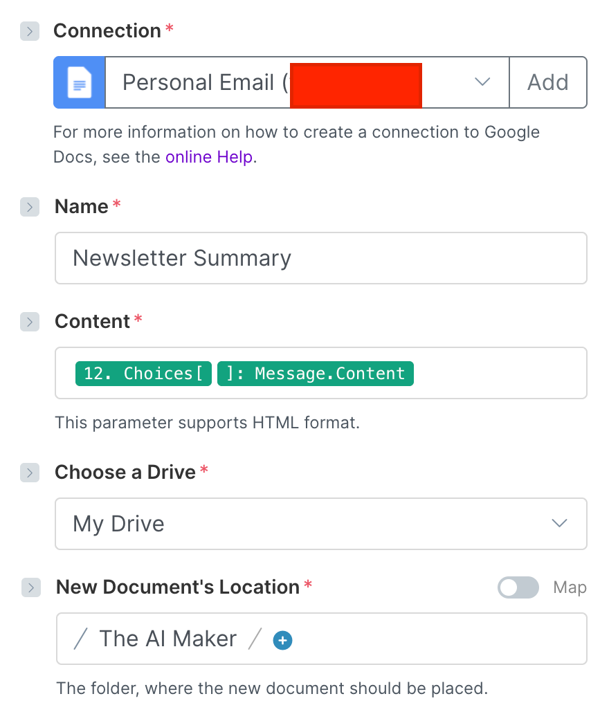 Google Docs make.com module