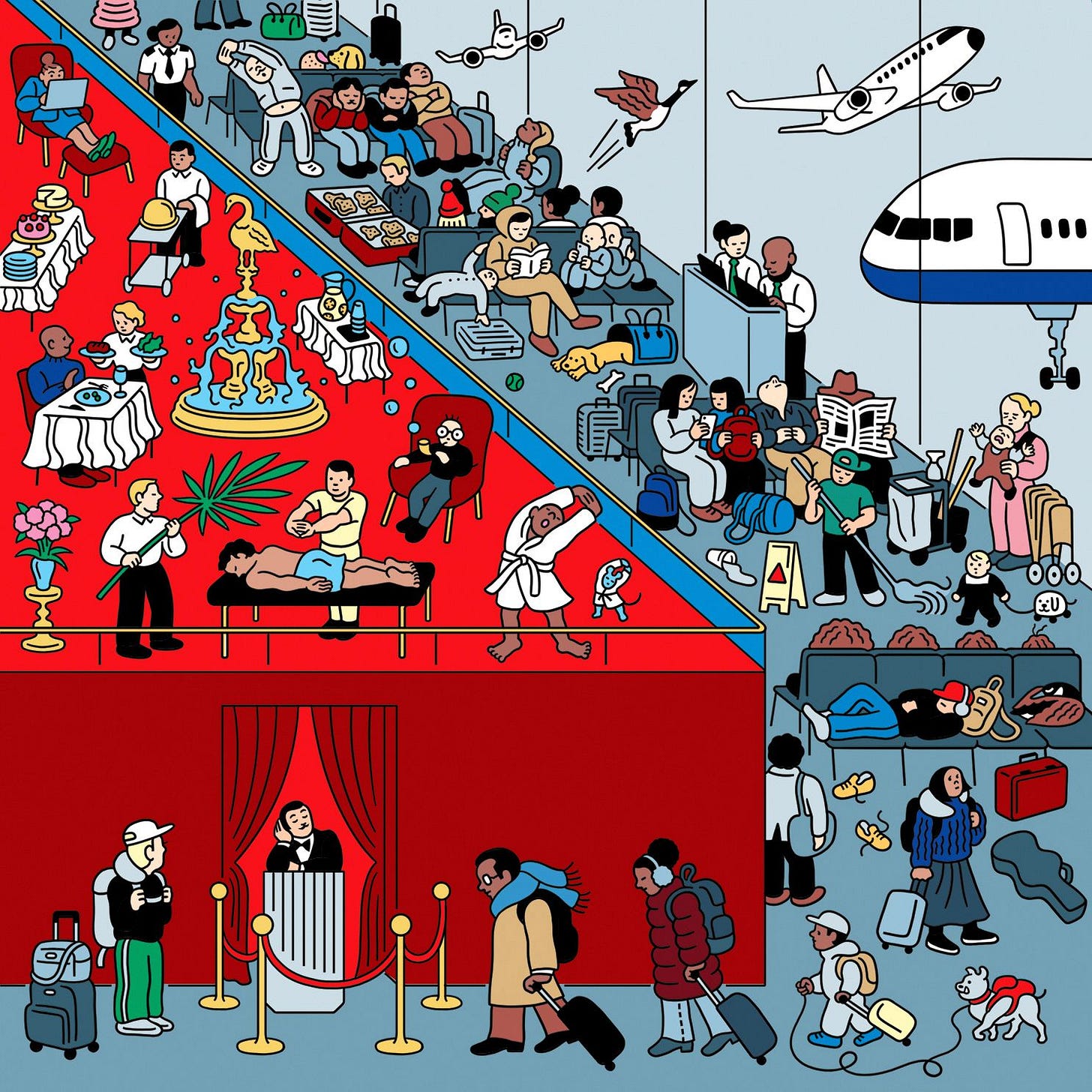 Airport showing cordoned off VIP lounge area